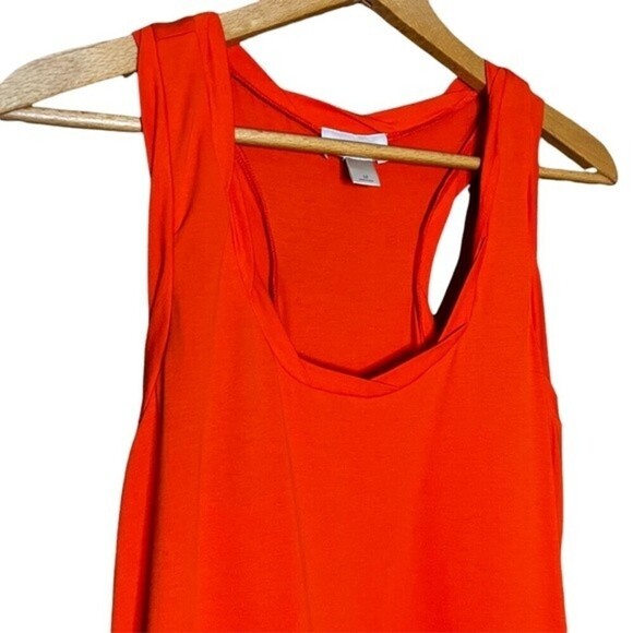 LOFT Vibrant Orange white Color-Block Razorback Tank Fluid Mini dress M - Picture 5 of 10